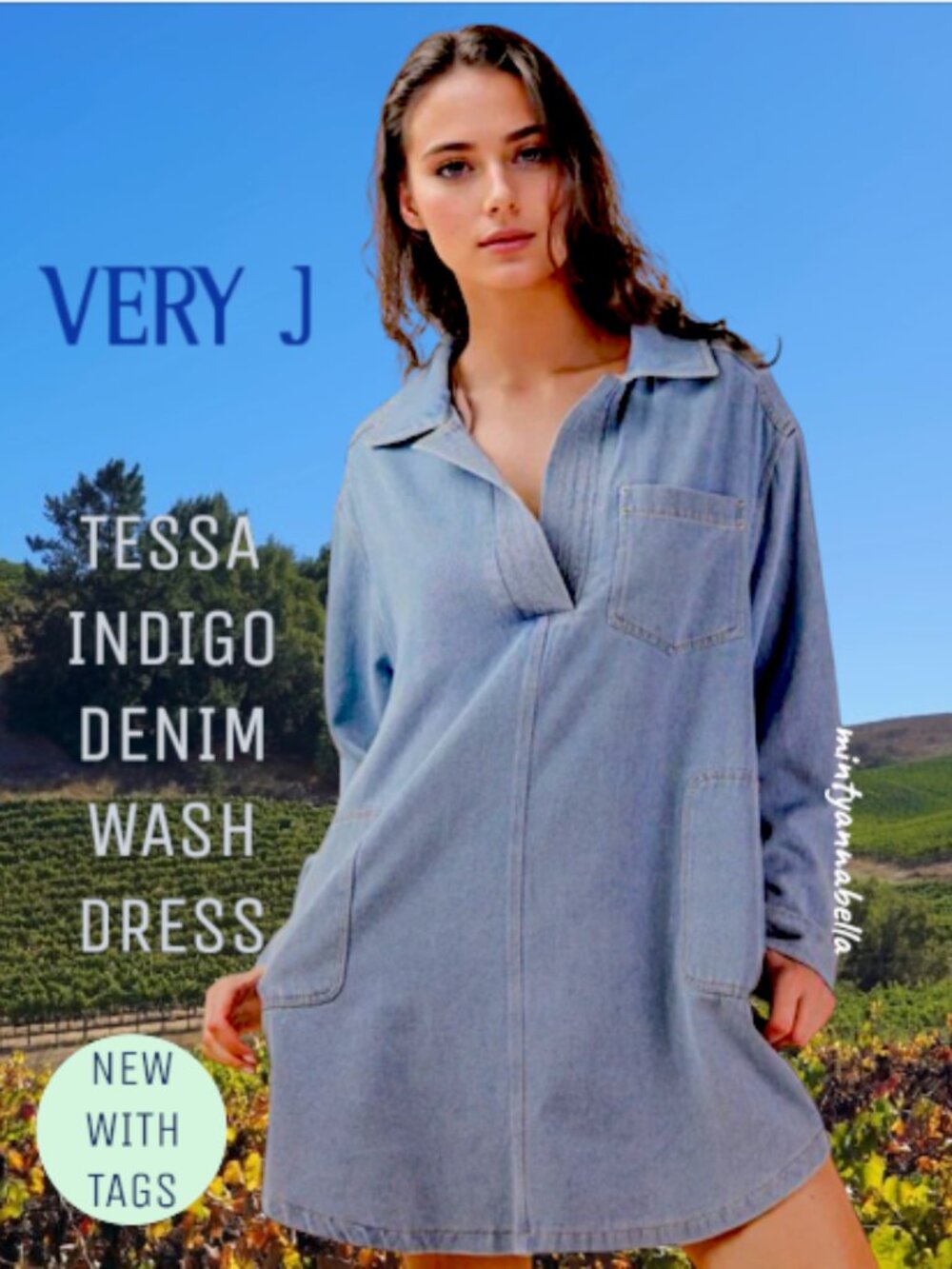 Very J Tessa Indigo Denim Wash Dress